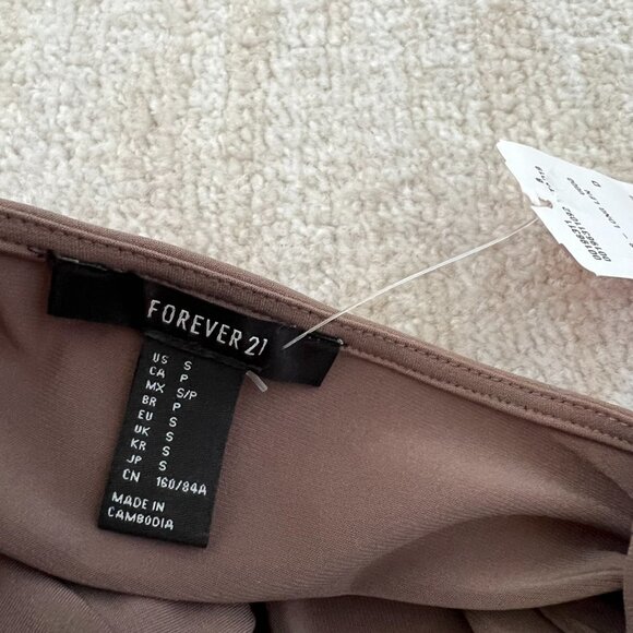 NWT Forever 21 Boho Summer Wrap Long Sleeve Dress S Taupe - Picture 2 of 11